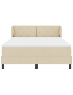 Letto a molle con materasso Crema 160 x 200 cm Tessuto 2