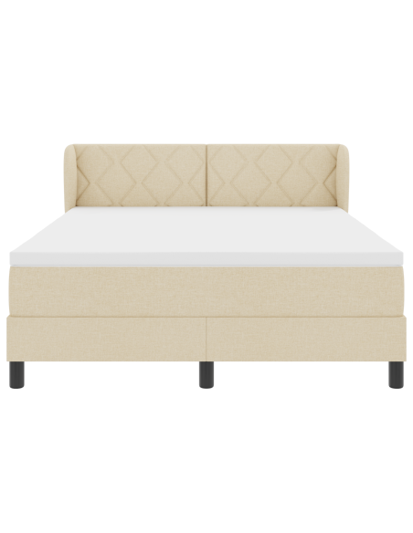 Letto a molle con materasso Crema 160 x 200 cm Tessuto