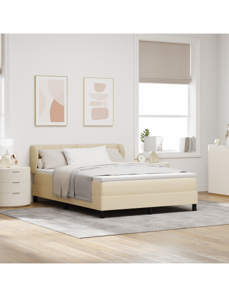 Letto a Box con Materasso Crema 160x200 cm Tessuto