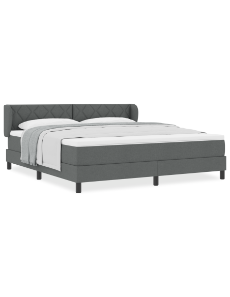 Letto a Rete con Materasso  Grigio Scuro 180x200 cm in Tessuto