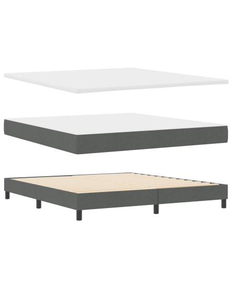 Letto a Rete con Materasso  Grigio Scuro 180x200 cm in Tessuto