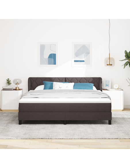 Letto a Molla con Materasso Marrone Scuro 180x200 cm Tessuto