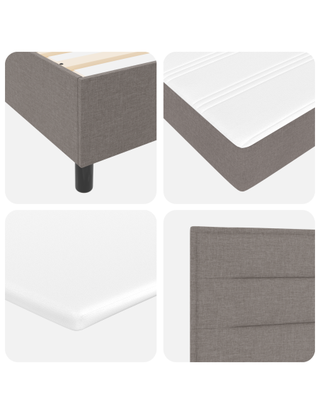 Letto con Box Spring e Materasso  in Tortora, 80x200 cm, Tessuto