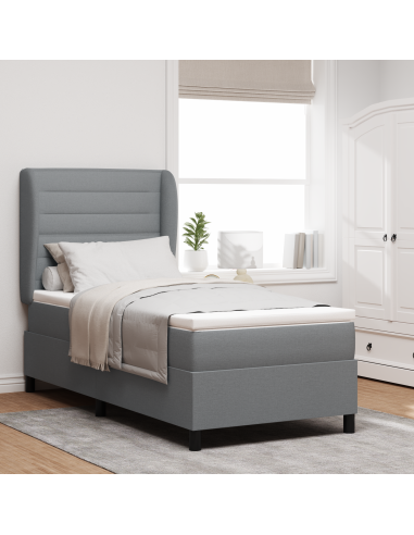 Letto a molle con materasso Grigio chiaro 90 x 190 cm Tessuto