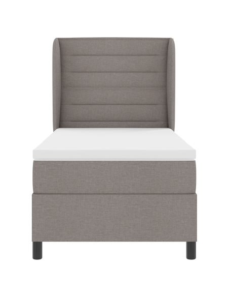 Letto Box Spring  con Materasso in Tortora, 90x190 cm, Tessuto