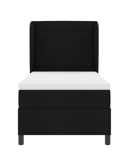 Letto Box Spring con Materasso Nero 100x200 cm Tessuto