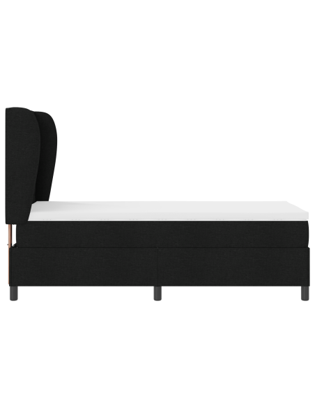 Letto Box Spring con Materasso Nero 100x200 cm Tessuto