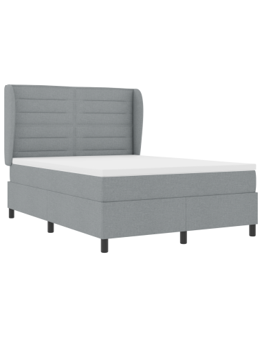 Letto a molle con materasso Grigio chiaro 140 x 190 cm Tessuto