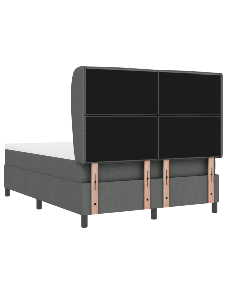 Letto con Rete a Molle e Materasso Grigio Scuro 140x190 cm Tessuto