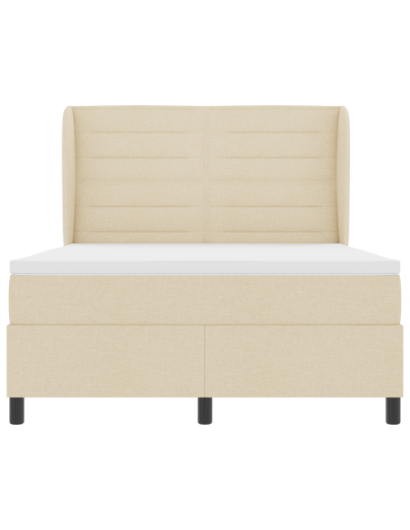 letto a box spring  con materasso crema 140x190 cm in tessuto