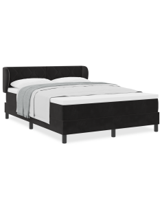 Letto a molle con materasso Nero 140 x 200 cm Velluto 2