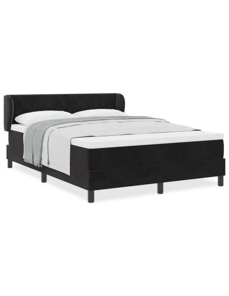 Letto Box Spring con Materasso nero 140x200 cm in Velluto