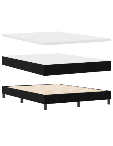 Letto a molle con materasso Nero 140 x 200 cm Velluto