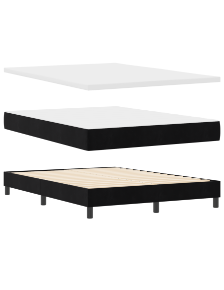 Letto Box Spring con Materasso nero 140x200 cm in Velluto
