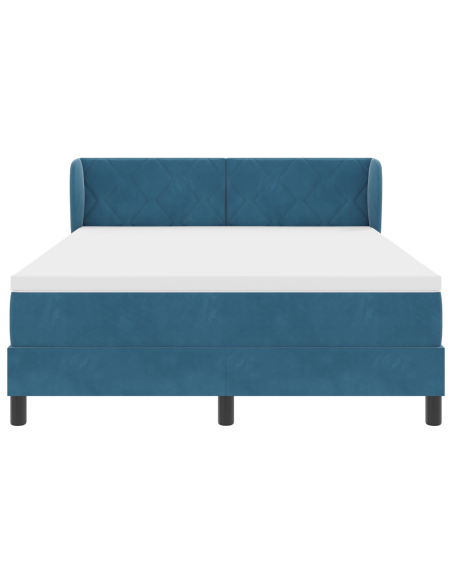 Letto Box Spring con Materasso Blu Scuro 140x200 cm Velluto