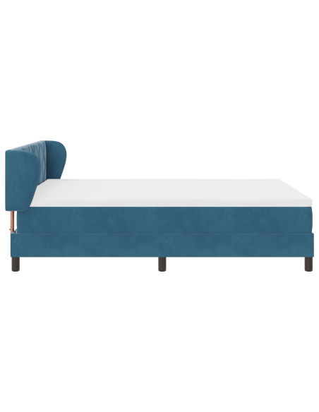 Letto Box Spring con Materasso Blu Scuro 140x200 cm Velluto