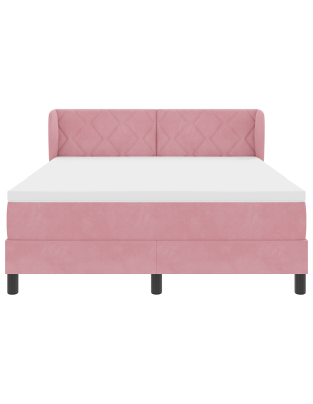 Letto Box Spring  con Materasso Rosa 140x200 cm in Velluto
