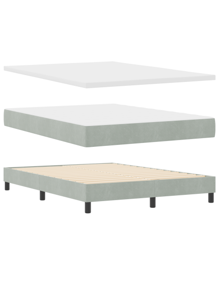 Letto Box Spring con Materasso Grigio Chiaro 160x200 cm Velluto