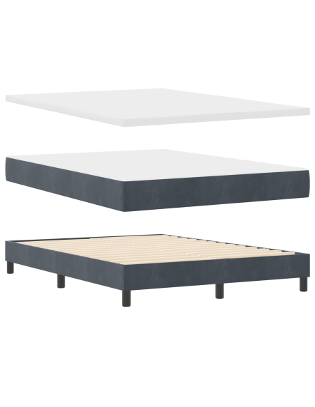 Letto Box Spring  con Materasso Grigio Scuro 160x200 cm in Velluto