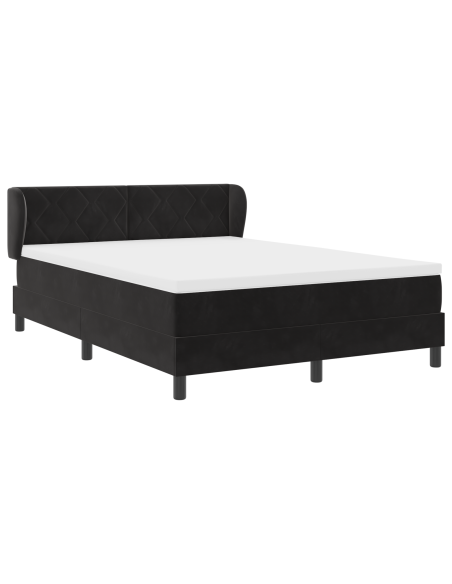Letto a Rete  con Materasso Nero 160x200 cm in Velluto