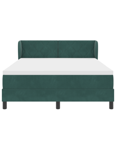 Letto a molle con materasso Verde scuro 160 x 200 cm Velluto