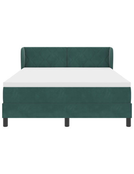 Letto Box Spring con Materasso Verde Scuro 160x200 cm in Velluto