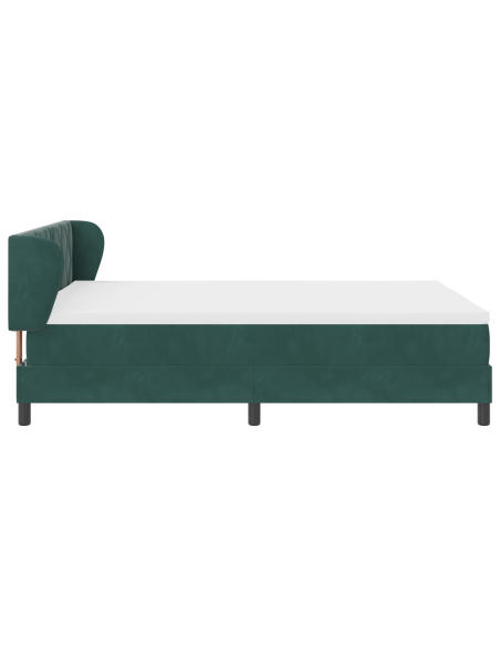 Letto Box Spring con Materasso Verde Scuro 160x200 cm in Velluto
