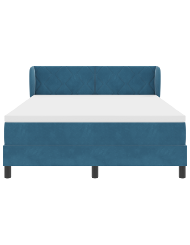 Letto a molle con materasso Blu scuro 160 x 200 cm Velluto