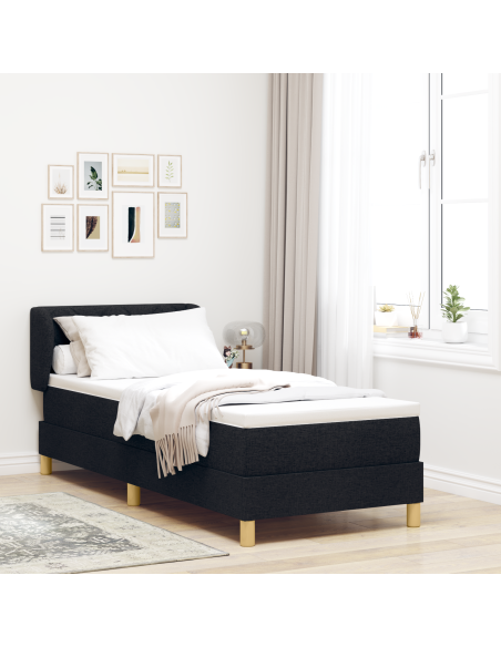 Letto con Materasso Box Spring Nero 80x200 cm Tessuto