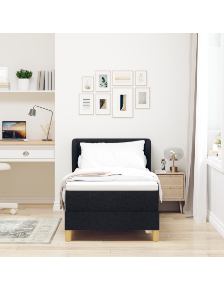 Letto con Materasso Box Spring Nero 80x200 cm Tessuto