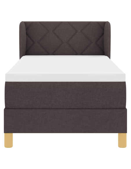 Letto a molle con materasso Marrone Scuro 80 x 200 cm Tessuto