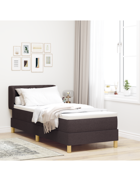 Letto con Box Spring e Materasso - Marrone Scuro, 80x200 cm, Tessuto