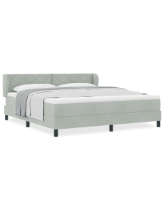 Letto a molle con materasso Grigio chiaro 180 x 200 cm Velluto 2