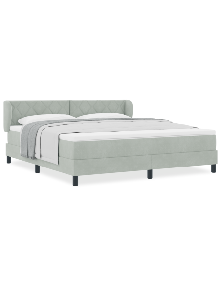 Letto Box Spring  con Materasso Grigio Chiaro 180x200 cm in Velluto
