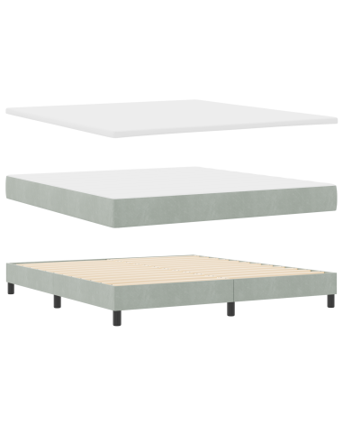 Letto a molle con materasso Grigio chiaro 180 x 200 cm Velluto