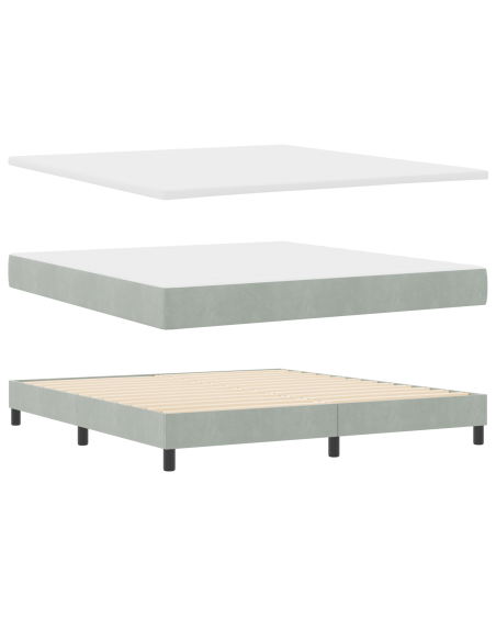 Letto Box Spring  con Materasso Grigio Chiaro 180x200 cm in Velluto