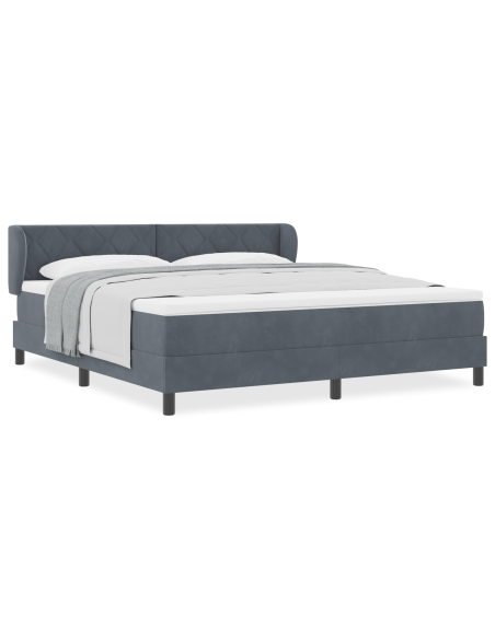 Letto Box Spring con Materasso Grigio Scuro 180x200 cm in Velluto