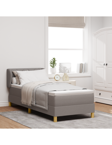 Letto Box Spring  con Materasso Tortora 80x200 cm in Tessuto