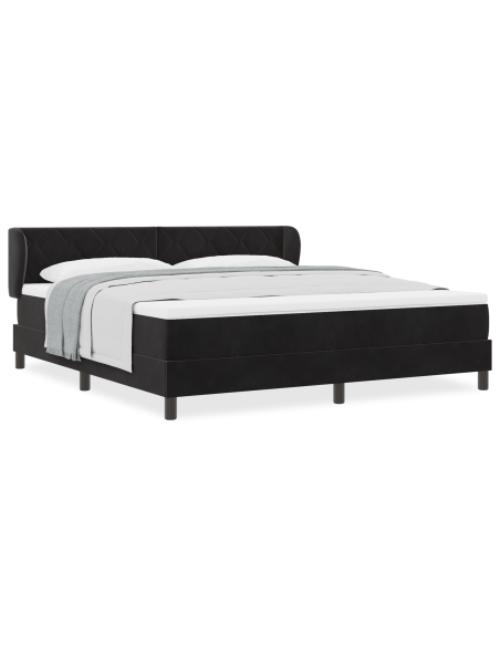 Letto Box Spring  con Materasso Nero 180x200 cm in Velluto