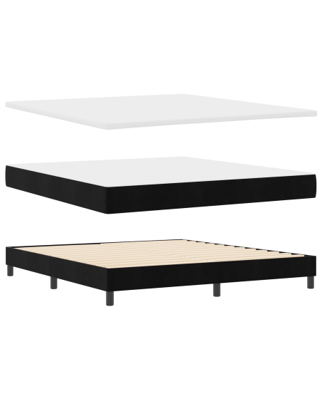 Letto Box Spring  con Materasso Nero 180x200 cm in Velluto