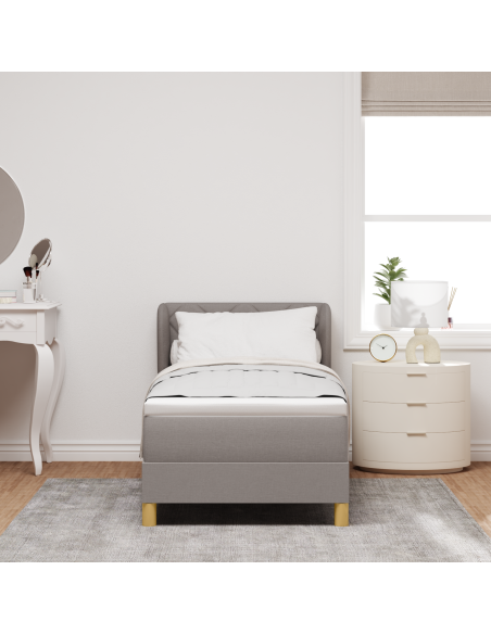 Letto Box Spring  con Materasso Tortora 80x200 cm in Tessuto