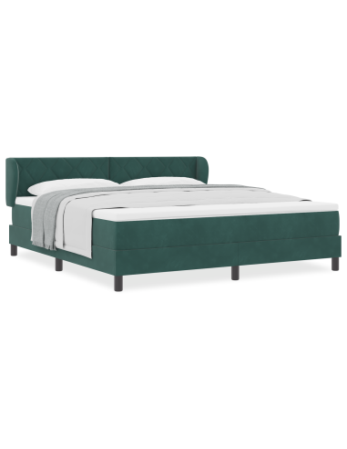 Letto a molle con materasso Verde scuro 180 x 200 cm Velluto