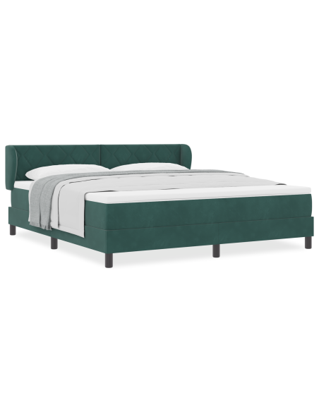 Letto a molle con materasso Verde scuro 180 x 200 cm Velluto