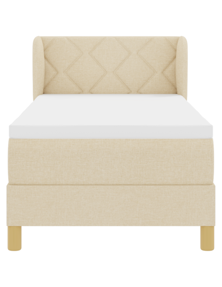 Letto a molle con materasso Crema 80 x 200 cm Tessuto