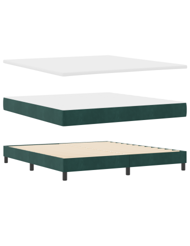 Letto a molle con testiera Verde scuro 180 x 200 cm Velluto