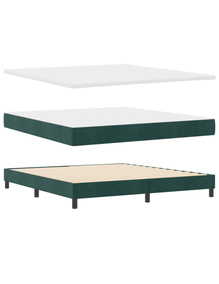 Letto a molle con materasso Verde scuro 180 x 200 cm Velluto