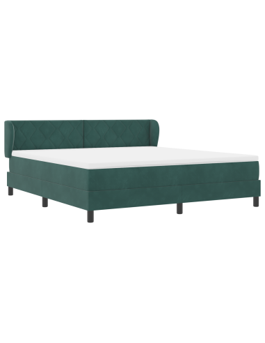 Letto a molle con materasso Verde scuro 180 x 200 cm Velluto