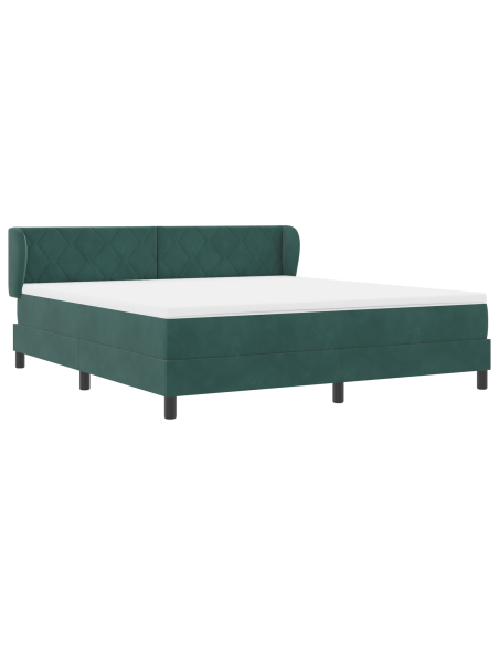 Letto a molle con materasso Verde scuro 180 x 200 cm Velluto