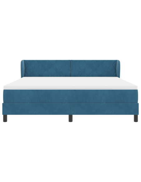 Letto Box Spring con Materasso Blu Scuro 180x200 cm Velluto