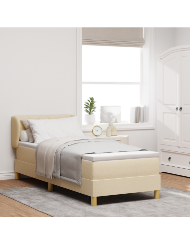Letto a molle con materasso Crema 80 x 200 cm Tessuto